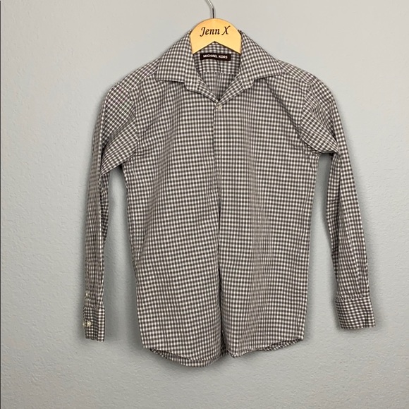 Michael Kors Gray Plaid Button Down Dress Shirt - Picture 1 of 8